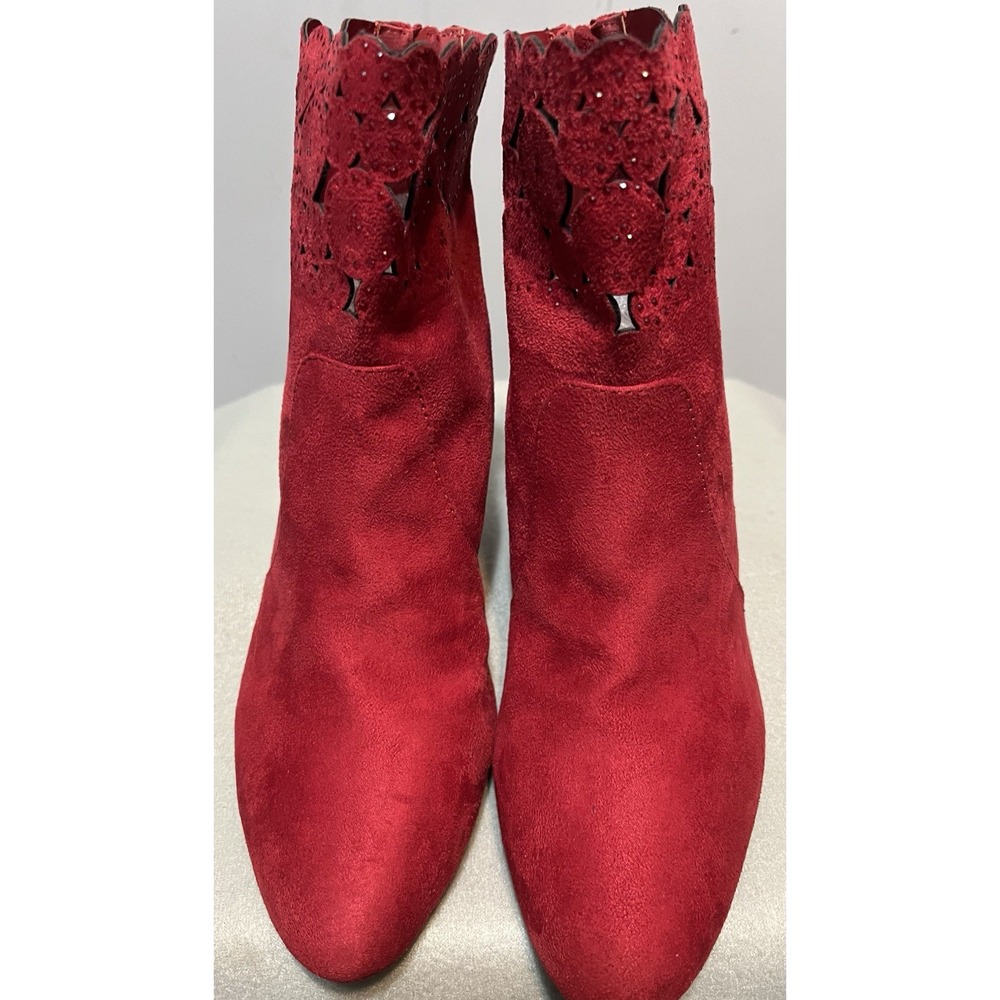 IMPO TARRID Women's Scarlett Red Faux Suede Ankle Boots, Size 11M - Picture 5 of 11